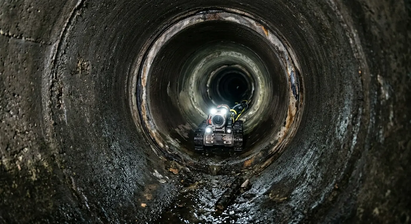 Robotic sewer camera inspecting pipe interior for Sewer Line Repair in Greenwood